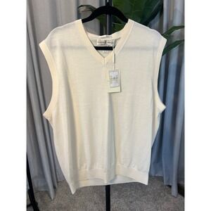 NWT Fairway & Greene Men Italian Merino Wool VNeck Sweater Vest Vanilla Cream L